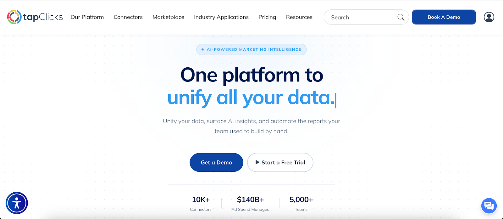 TapClicks website homepage