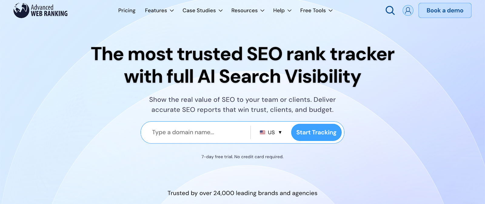 Advanced Web Ranking website homepage