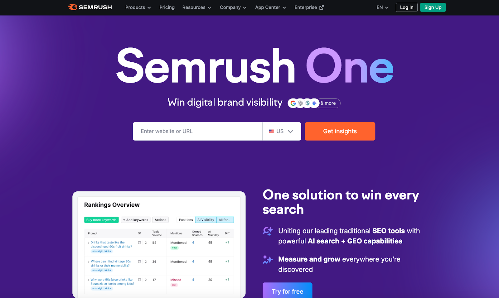 SEMrush website homepage
