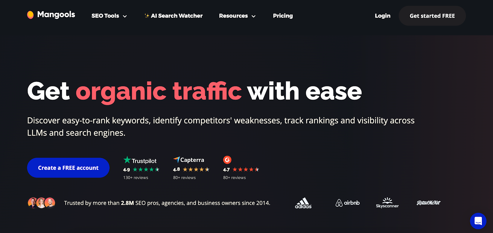 Mangools website homepage