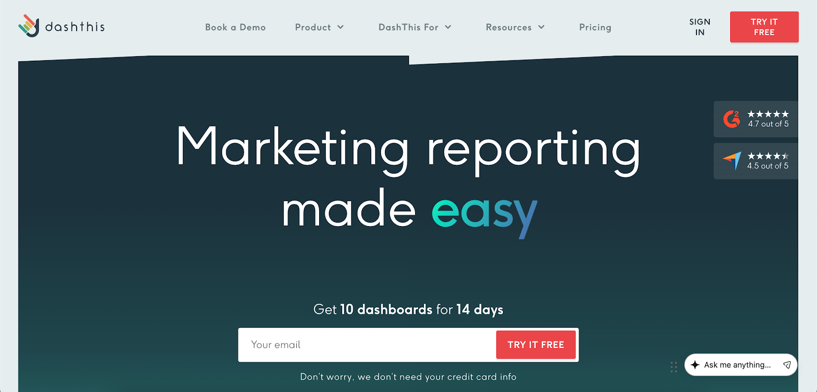 DashThis website homepage