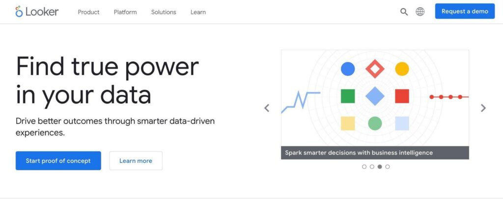 Looker homepage: Find true power in your data