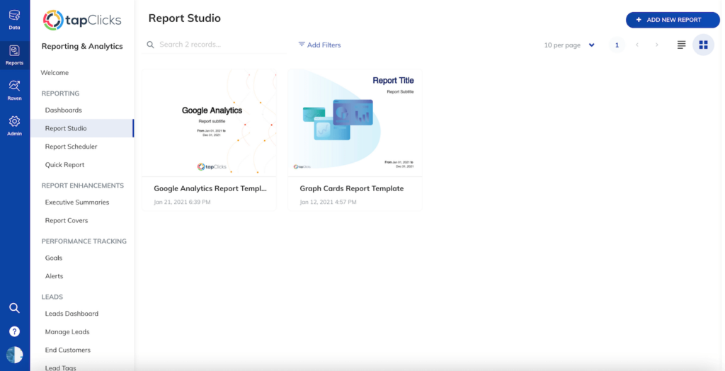 PPC reporting example with TapClicks