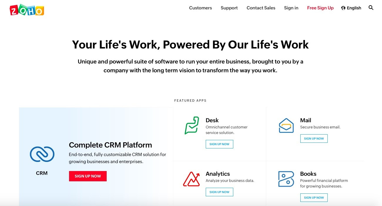 Zoho: Your Life's Work, Powered by Our Life's Work.