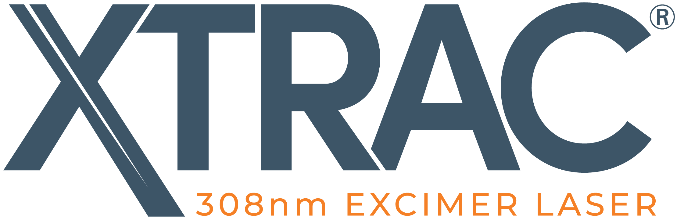 XTRAC logo with 308nm EXCIMER LASER written below in orange letters
