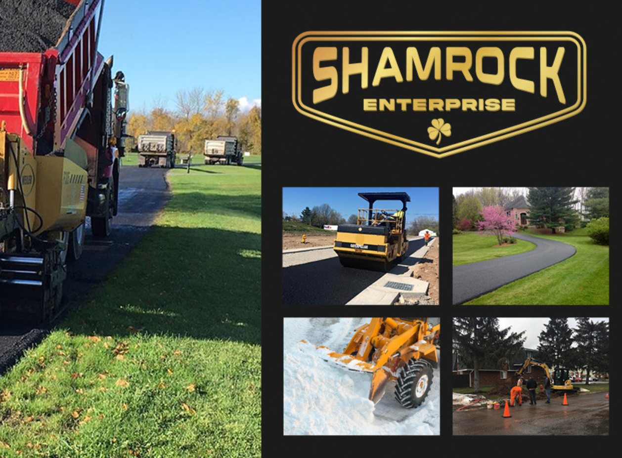 Shamrock Paving crew working on a residential driveway in Rochester NY