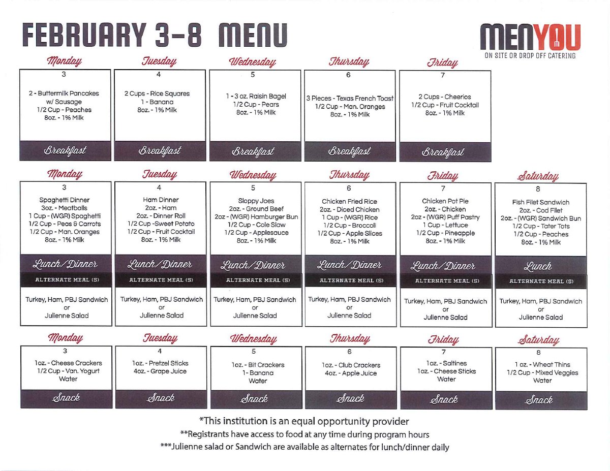 Food Menu Adult Day Health Care Schofield Care Buffalo NY