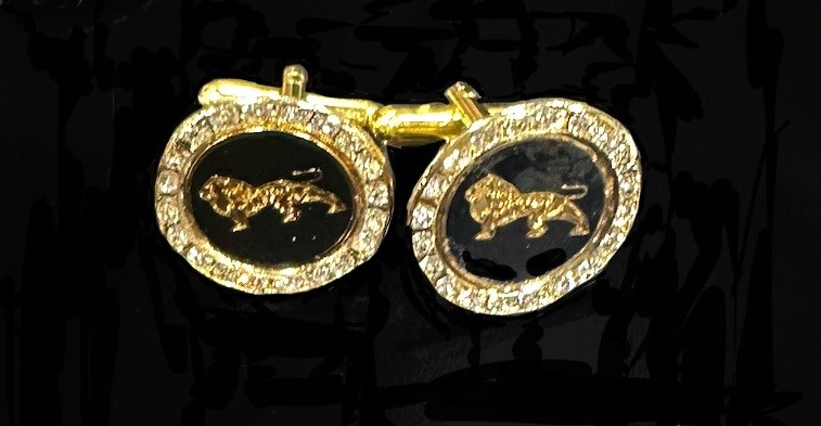 Lion Cufflinks with Swarovski Crystal  $49 pair
