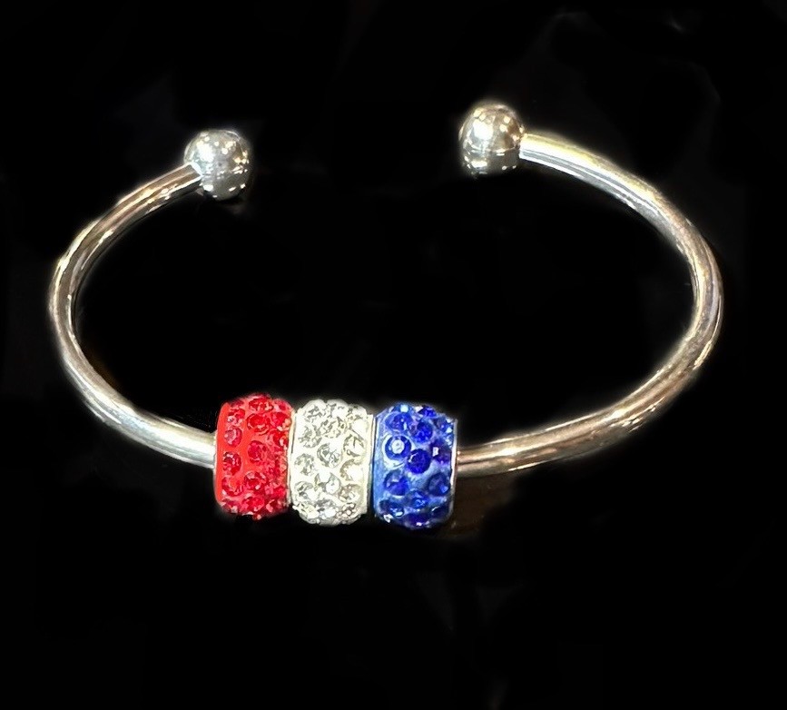 Red white and blue crystal barrel bracelet