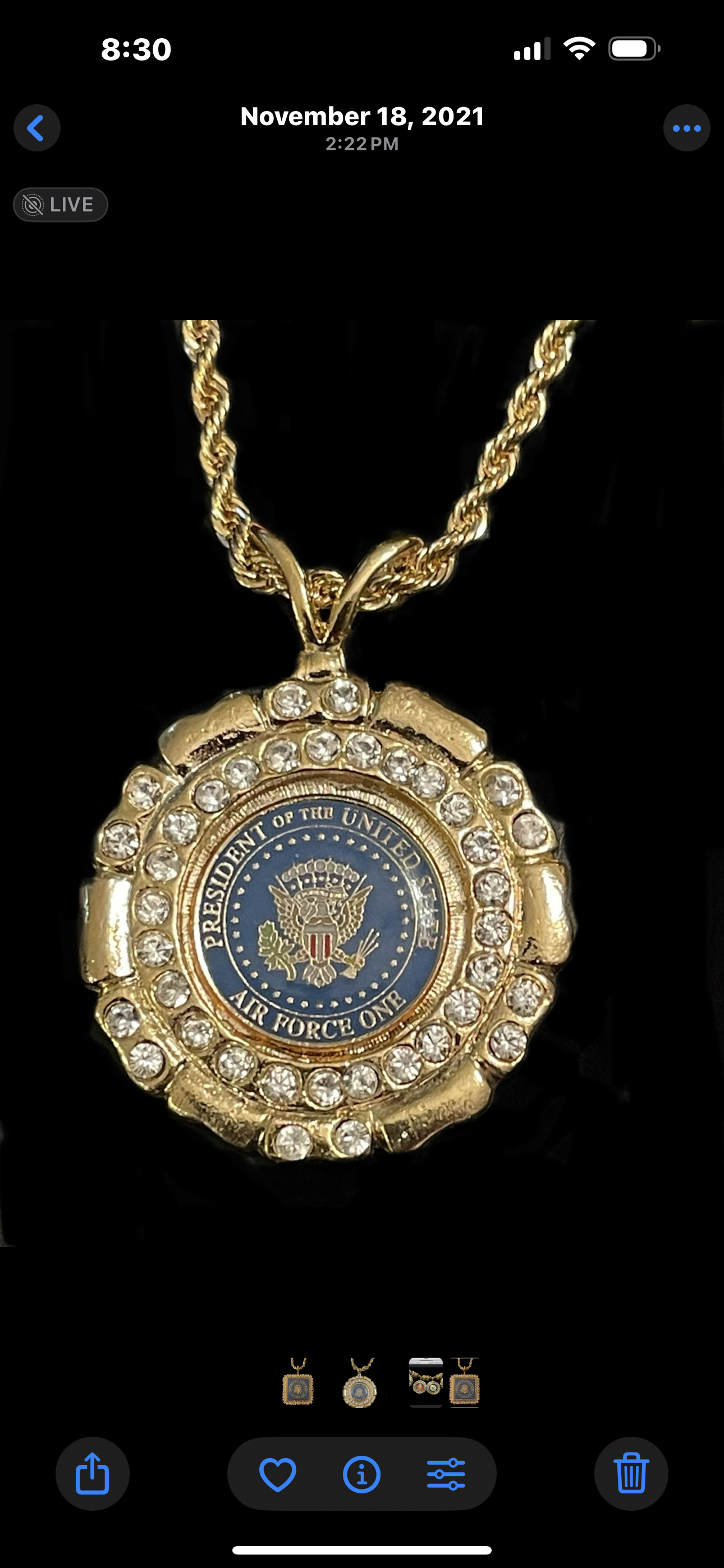 Air Force One Crystal Roubd Medallion $69