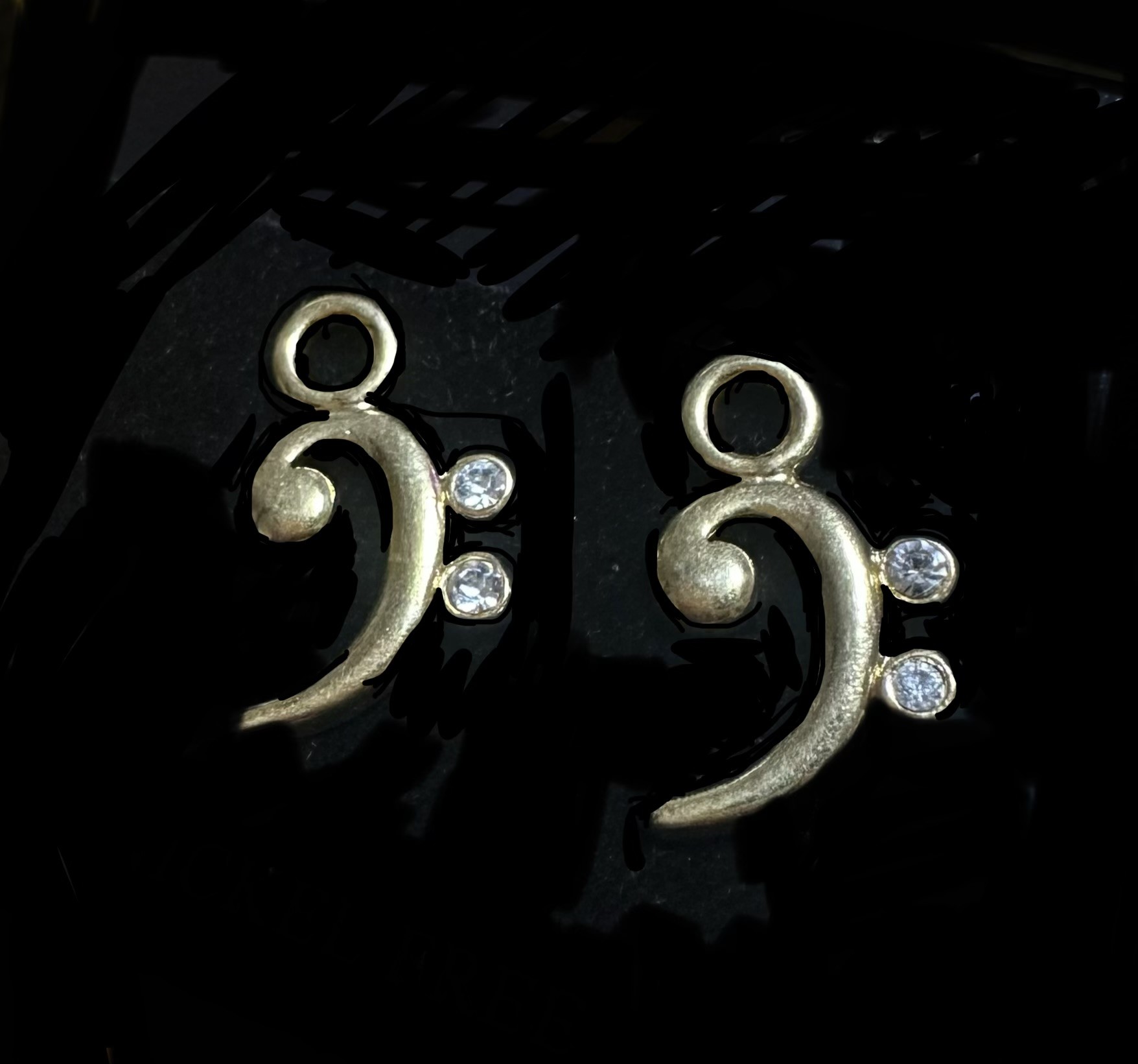 Bass Clef note charms (priced per pair)