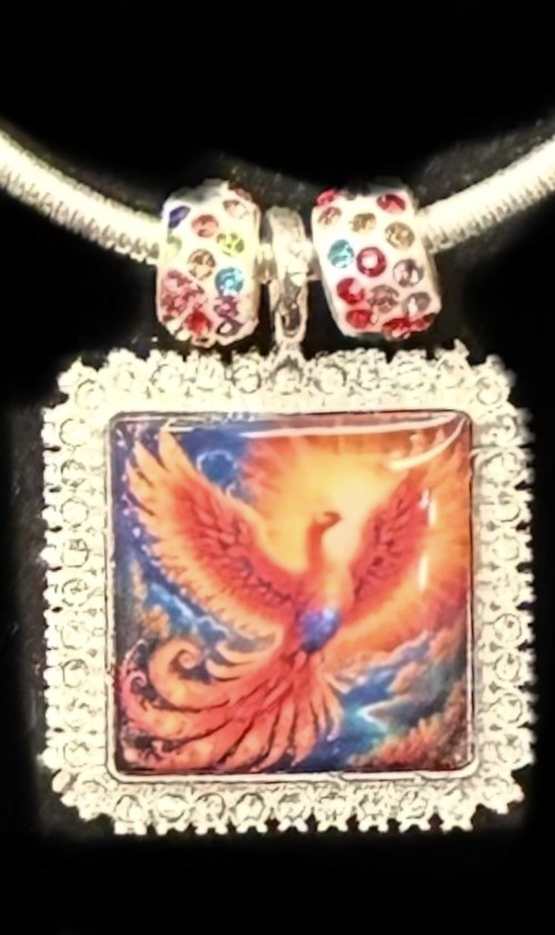 Phoenix Crystal square medallion $59