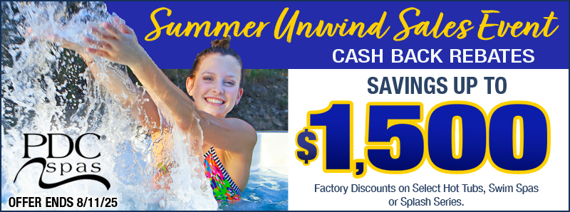 $1,500 cash back rebate for pdc spas products