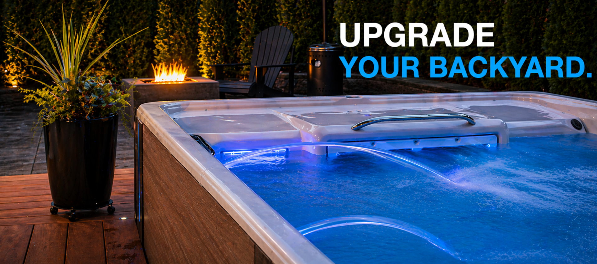 swim spa, pool alternative, with water features