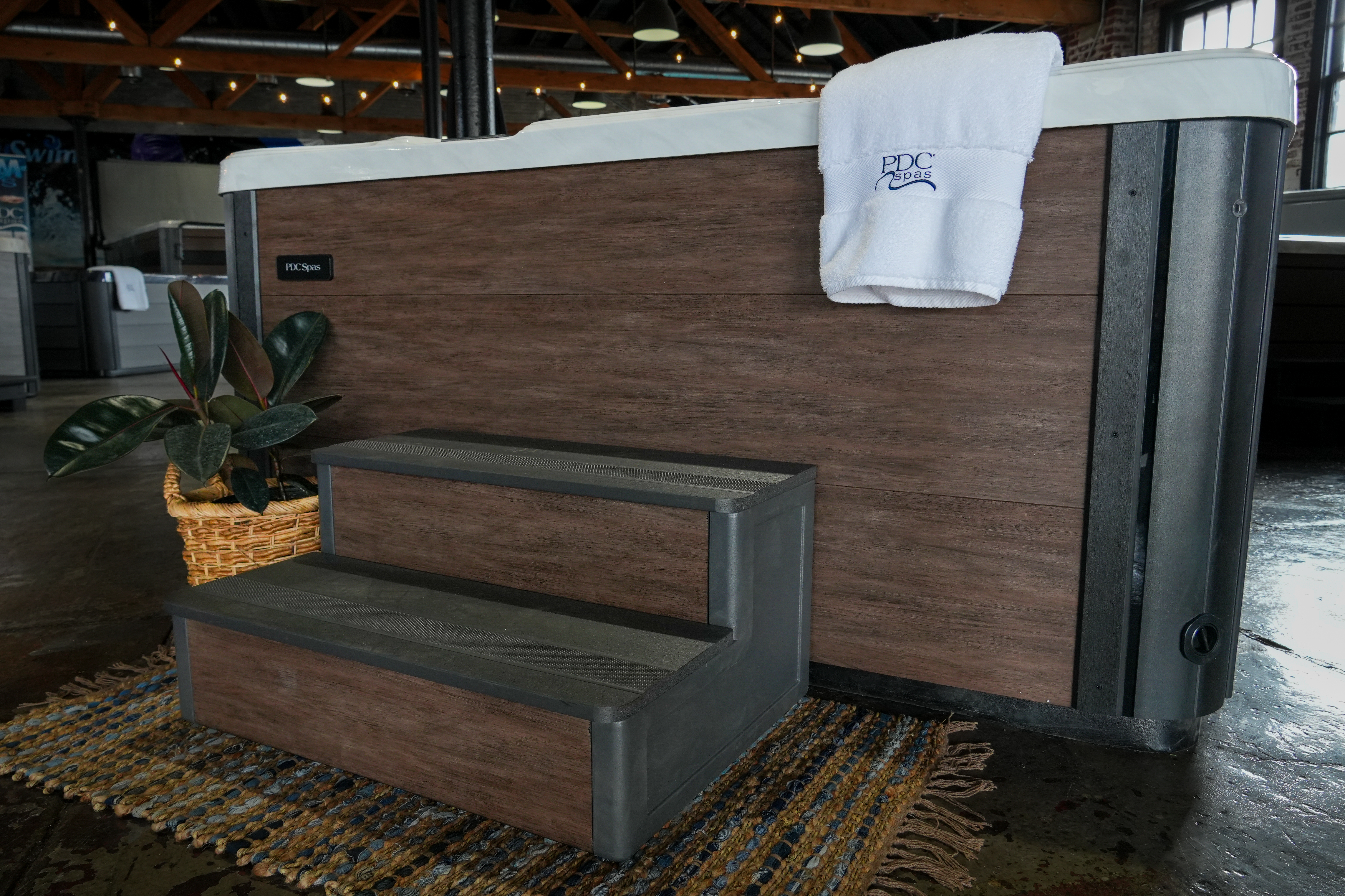 pdc spas hot tub two tiered step