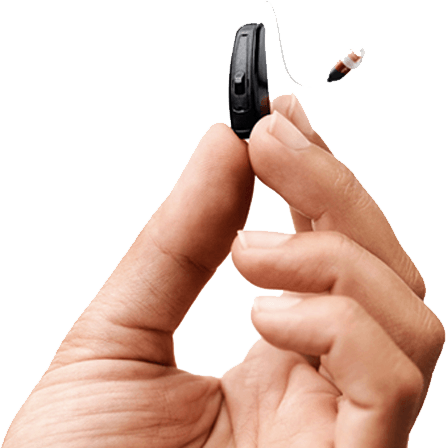 Hand holding hearing aid device