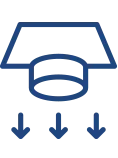 Icon of a steering wheel under a dashboard with three downward arrows below, representing airflow.