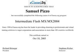 Sam Pizzo Intermediate Flash MX/MX2004 Certificate