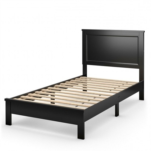 Twin Size Black Wood Platform Bed Frame