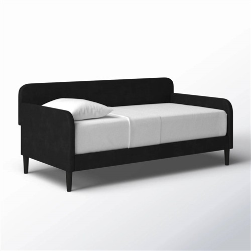 Twin Size Black Velvet Upholstered Day Bed Frame