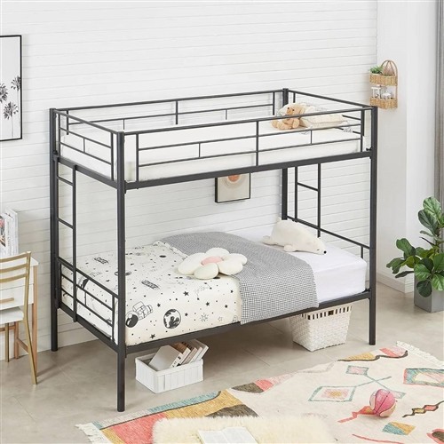 Twin over Twin Size Black Metal Bunk Bed Frame