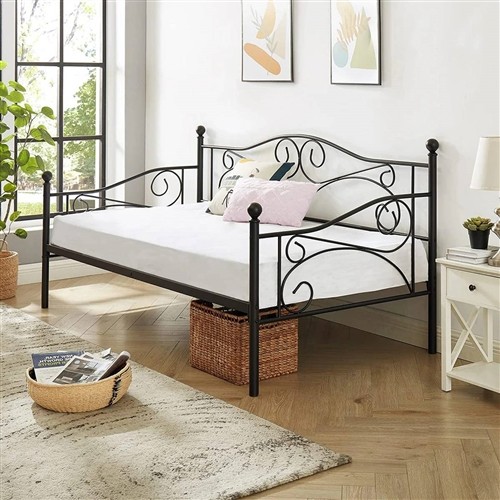 Twin Size Victorian Black Metal Day Bed Frame