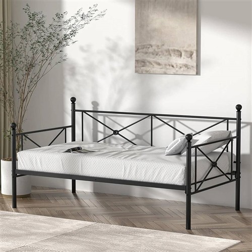 Twin Size Classic Black Metal Day Bed Frame