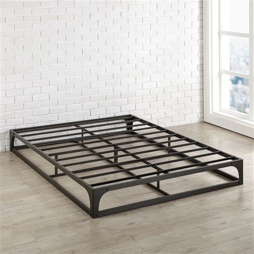Full Size Modern Low Profile Heavy Duty Black Metal Platform Bed Frame
