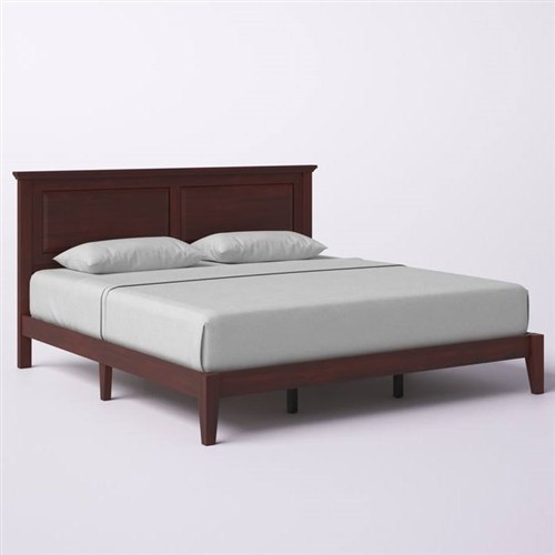 King Size Traditional Solid Oak Cherry Platform Bed Frame with Headboard