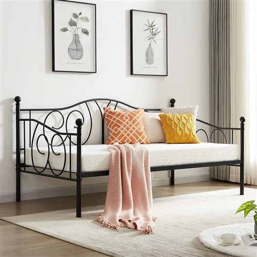 Twin Size French Black Metal Day Bed Frame