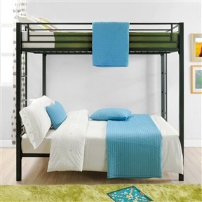 Full over Full Size Black Metal Bunk Bed Frame