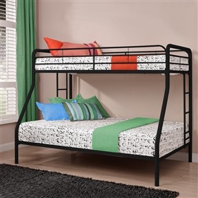 Twin over Full Size Black Metal Bunk Bed Frame