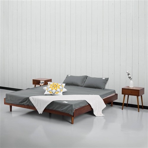 King Size Modern Dark Brown Wood Platform Bed Frame
