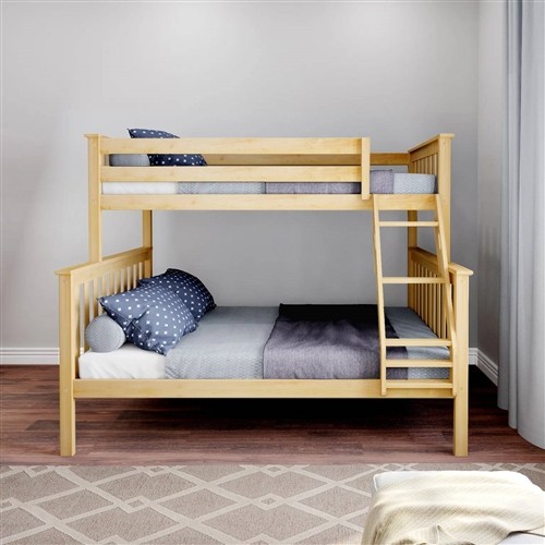 Twin over Full Size Natural Pine Solid Wood Bunk Bed Frame