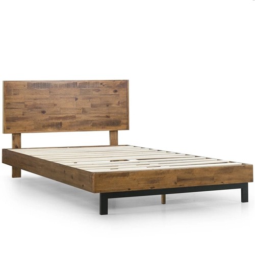 Full Size Solid Wood Platform Bed Frame with Adjustable Height Headboard