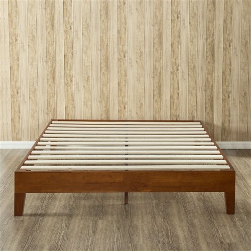 Full Size Low Profile Cherry Wood Platform Bed Frame