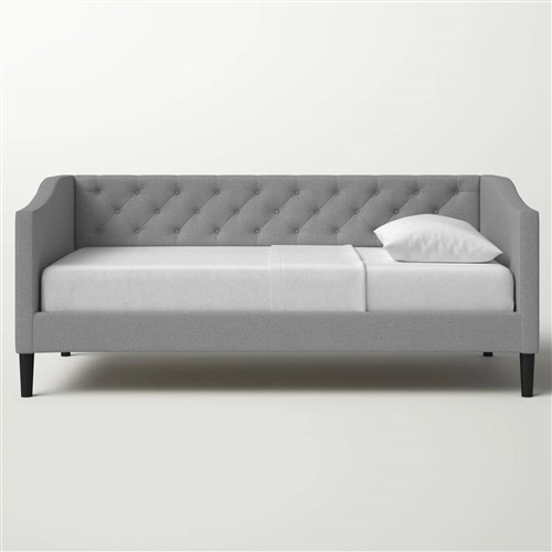 Twin Size Grey Polyester Upholstered Button-Tufted Day Bed Frame
