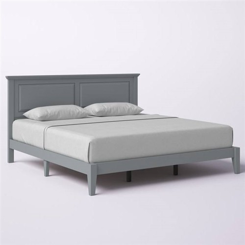 King Size Traditional Solid Oak Grey Platform Bed Frame with Headboard
