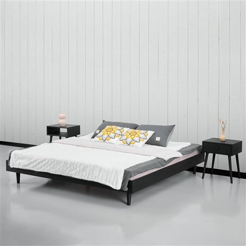 King Size Modern Black Wood Platform Bed Frame