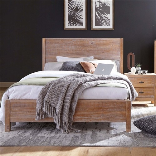 King Size Farmhouse Solid Pine Rustic Platform Bed Frame
