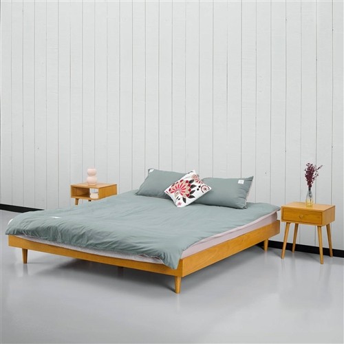 King Size Modern Light Brown Wood Platform Bed Frame