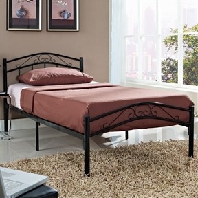 Twin Size Black Metal Platform Bed Frame with Headboard and Footboard