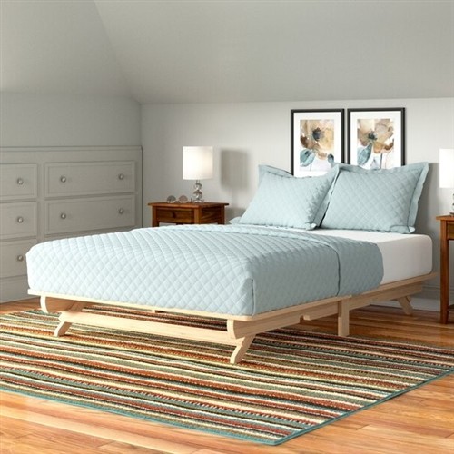Queen Size Solid Natural Wood Platform Bed Frame 