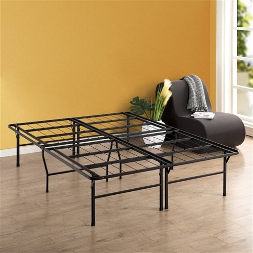 Queen Size 18" Black Metal Folding Platform Bed Frame