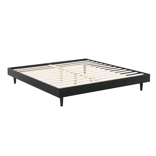 Queen Size Minimalist Black Wood Platform Bed Frame
