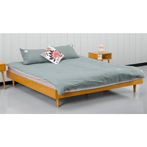 Queen Size Minimalist Light Brown Wood Platform Bed Frame