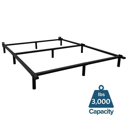 Queen Size 9 Leg Black Metal Bed Frame with Headboard Brackets