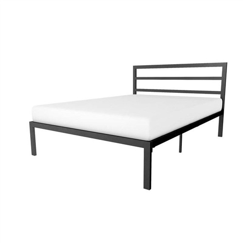 Queen Size Black Metal Platform Bed Frame with Metal Headboard