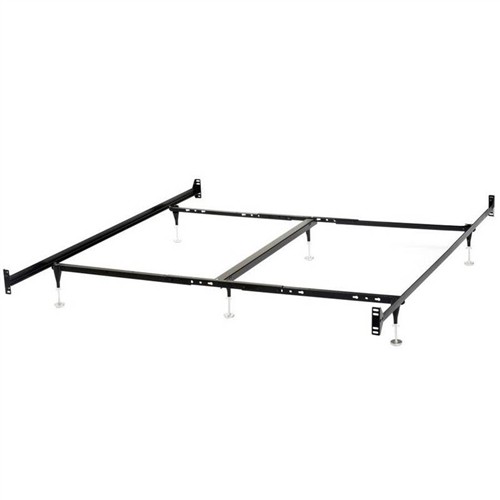 Queen Size Black Metal Bed Frame with Bolt-on Headboard Footboard Brackets