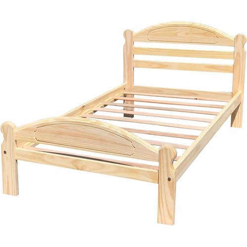 Twin Size Unfinished Solid Pine Wood Platform Bed Frame with Headboard and Footboard